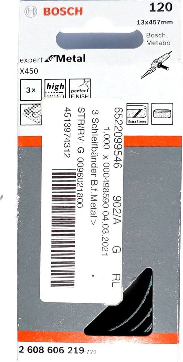 3-piece sanding belt set 13 x 455 mm, 120 Bosch 2608606219
