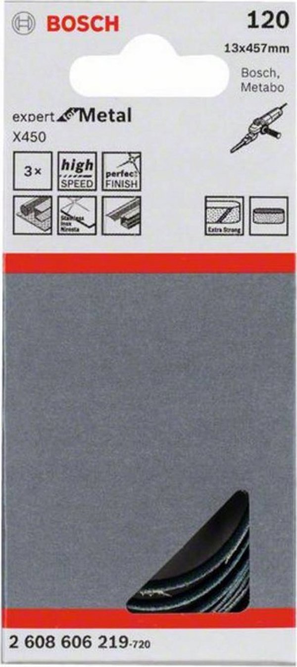 3-piece sanding belt set 13 x 455 mm, 120 Bosch 2608606219