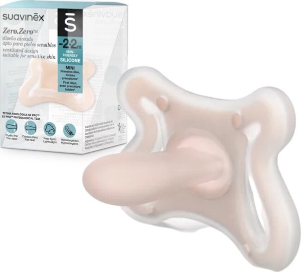 Suavinex Πιπίλα Φυσιολογική SX Pro Zero Zero Σιλικόνης, 0-2 Μηνών, Διαφανής