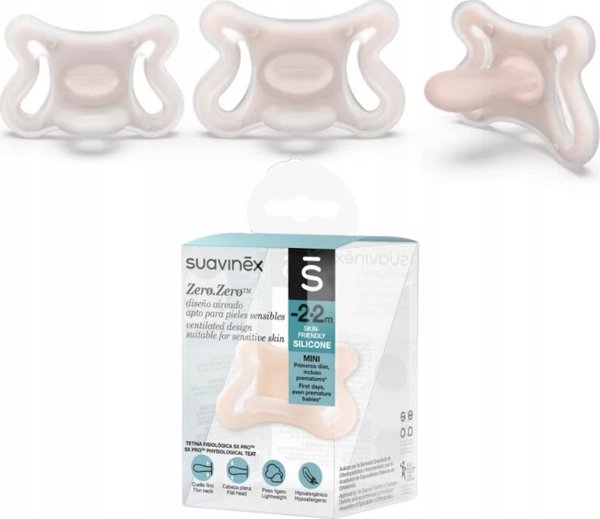 Suavinex Πιπίλα Φυσιολογική SX Pro Zero Zero Σιλικόνης, 0-2 Μηνών, Διαφανής