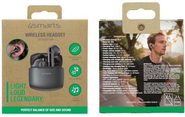 4smarts Wireless Headset SkyBuds Air, schwarz