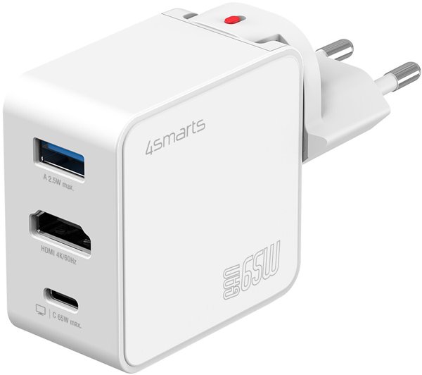 4smarts Netzladegerät GaN Flex HDMI 65W, weiß