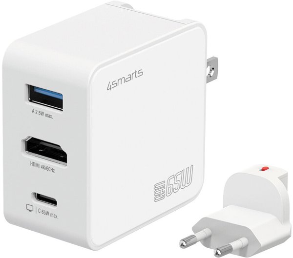 4smarts Netzladegerät GaN Flex HDMI 65W, weiß