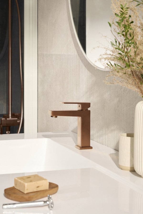 Μπαταρία Νιπτήρα Επιτραπέζια Βουρτσισμένο Ροζ Χρυσό με Click Clack 5132-815-34 KFA LOGON