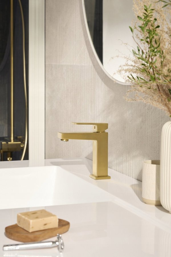 Επιτραπέζια μπαταρία νιπτήρος Logon Brushed Light Gold με Click Clack
