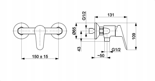 KFA Sparc 5416-010-81 Μπαταρία Ντουζιέρας Τοίχου, Μαύρη