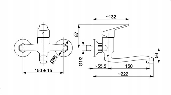 KFA Sparc 5410-810-00 Μπαταρία Νιπτήρα Τοίχου Χρωμέ