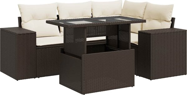 vidaXL Σετ Επίπλων Κήπου 5 Τεμαχίων με Μαξιλάρια, Καφέ Πολυρατάν