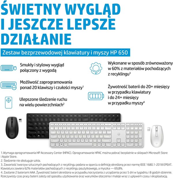 HP 650 Ασύρματο Πληκτρολόγιο και Ποντίκι Σετ, Ελληνικό Layout
