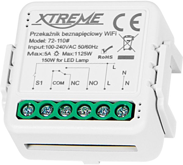 72-110 Έξυπνο ρελέ χωρίς τάση WiFi Tuya Xtreme