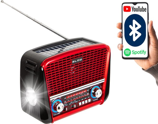 77-556# Φορητό αναλογικό ραδιόφωνο AM/FM BT Blow RA17 ηλιακό κόκκινο