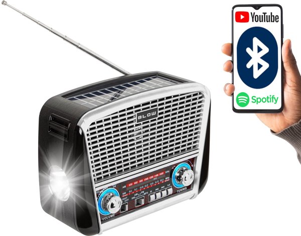 Φορητό Αναλογικό Ράδιο AM/FM με Bluetooth RA17 Blow Ασημί Ηλιακό