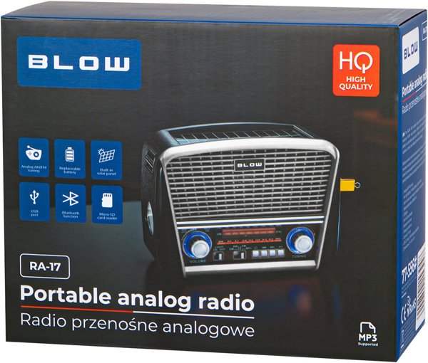 Φορητό Αναλογικό Ράδιο AM/FM με Bluetooth RA17 Blow Ασημί Ηλιακό