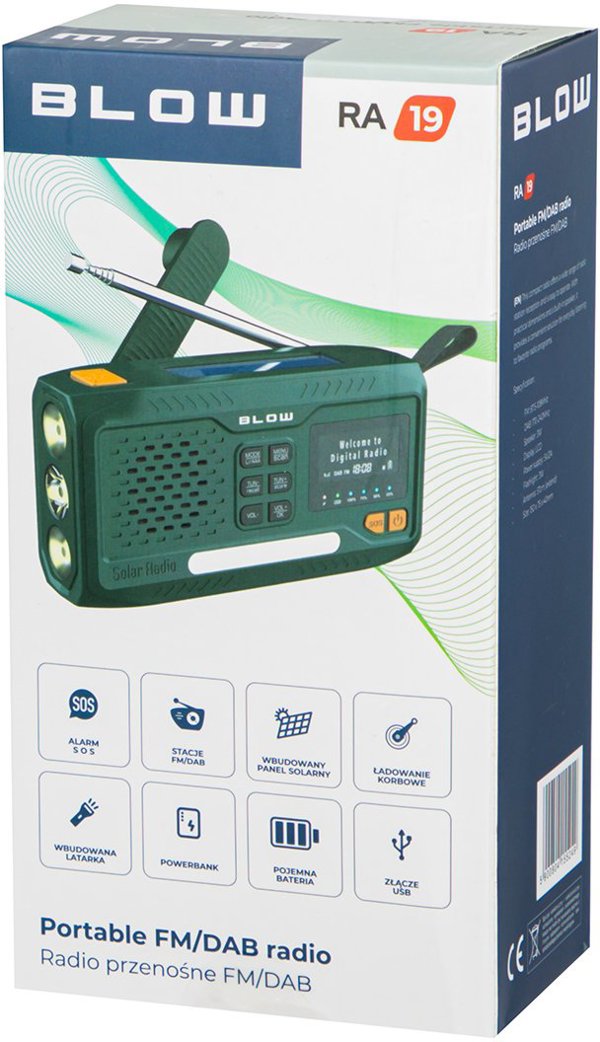 Blow RA19 ραδιόφωνο αναλογικό φορητό AM/FM/DAB/BT ηλιακό με μανιβέλα