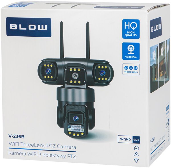 78-680# Kamera blow wifi 3 obiektywy 6mp v380 czarna