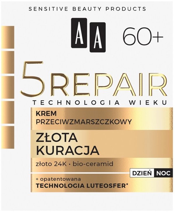 AA AA Technologia Wieku 5Repair Złota Kuracja Krem przeciwzmarszczkowy 60+ na dzień i na noc 50 ml