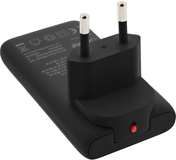 AAD Productions InLine USB Travel Power Adapter, 65W, Dual USB-C, PD PPS, Flat, Μαύρο