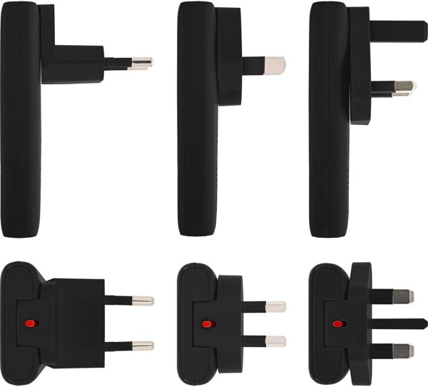 AAD Productions InLine USB Travel Power Adapter, 65W, Dual USB-C, PD PPS, Flat, Μαύρο