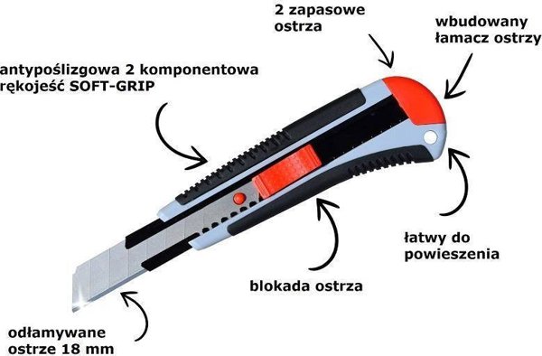 Abraboro Μαχαίρι Γενικής Χρήσης με Λεπίδα 18mm, Αντιολισθητική Λαβή Soft-Grip, Περιλαμβάνει 2 Ανταλλακτικές Λεπίδες