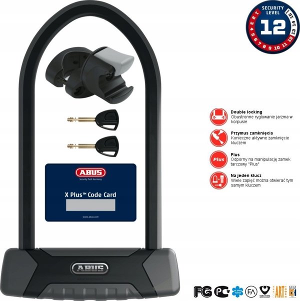Abus Granit Plus 470/150HB300 U-Lock Ποδηλάτου, Επίπεδο Ασφαλείας 12, 300mm, Μαύρο