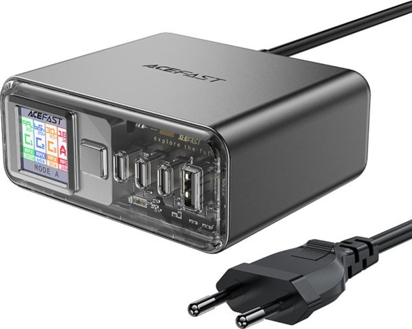 Acefast Σταθμός Φόρτισης PD 218W GaN με 4 Θύρες 3x USB-C + USB-A, Γκρι