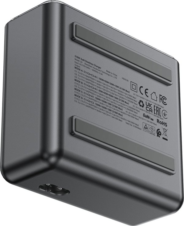 Acefast Σταθμός Φόρτισης PD 218W GaN με 4 Θύρες 3x USB-C + USB-A, Γκρι
