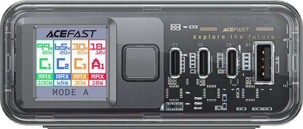 Acefast Σταθμός Φόρτισης PD 218W GaN με 4 Θύρες 3x USB-C + USB-A, Γκρι