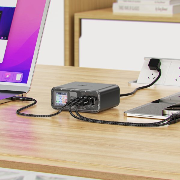 Acefast Σταθμός Φόρτισης PD 218W GaN με 4 Θύρες 3x USB-C + USB-A, Γκρι
