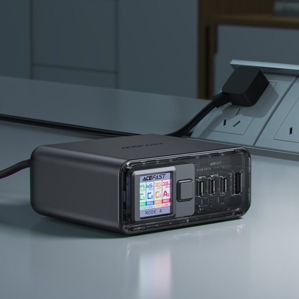 Acefast Σταθμός Φόρτισης PD 218W GaN με 4 Θύρες 3x USB-C + USB-A, Γκρι