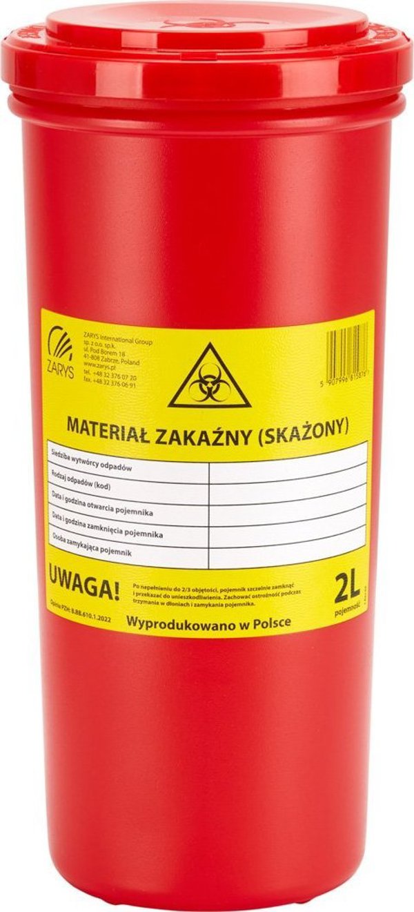 Activeshop Pojemnik na odpady medyczne 2 L czerwony