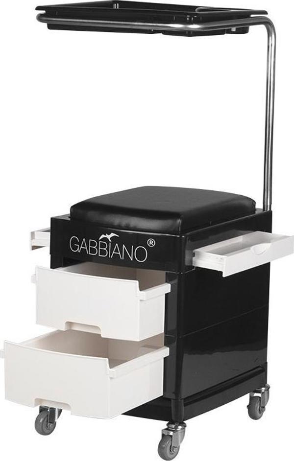 Activeshop Σκαμπό Πεντικιούρ 16 Plus με Βοηθό Ομορφιάς, 2 Συρτάρια και Ράφια, Μαύρο/Λευκό