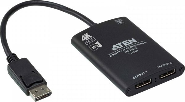 Aten VS92DP 2-Port True 4K DisplayPort MST Hub - Προσαρμογέας DisplayPort σε 2x DisplayPort Μαύρος