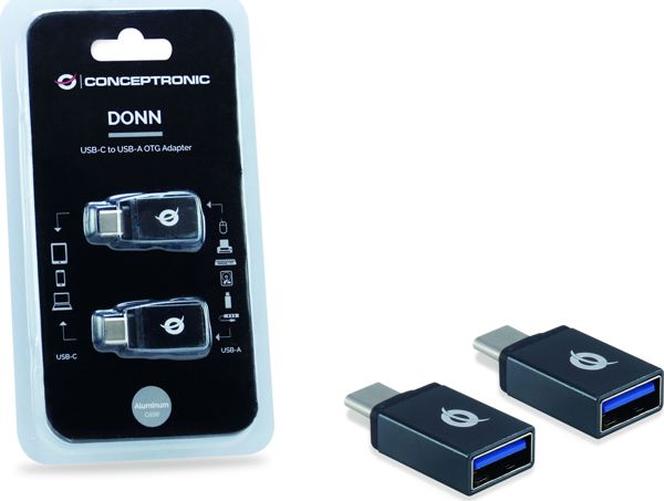 Conceptronic Προσαρμογέας USB-C σε USB 3.0 DONN03G, Γωνιακός Αντάπτορας, Μαύρο