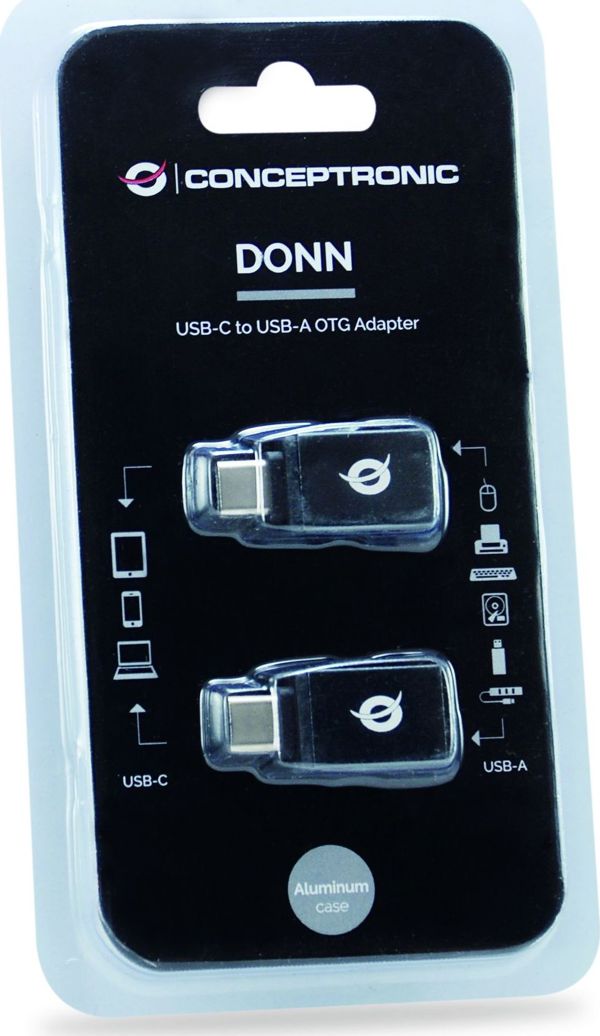 Conceptronic Προσαρμογέας USB-C σε USB 3.0 DONN03G, Γωνιακός Αντάπτορας, Μαύρο