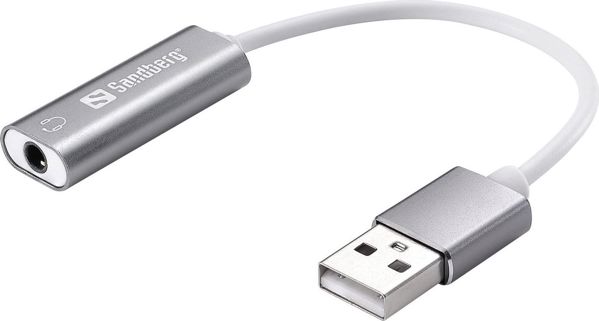 Sandberg Προσαρμογέας USB σε Jack 3.5mm για Ακουστικά, Ασημί (134-13)