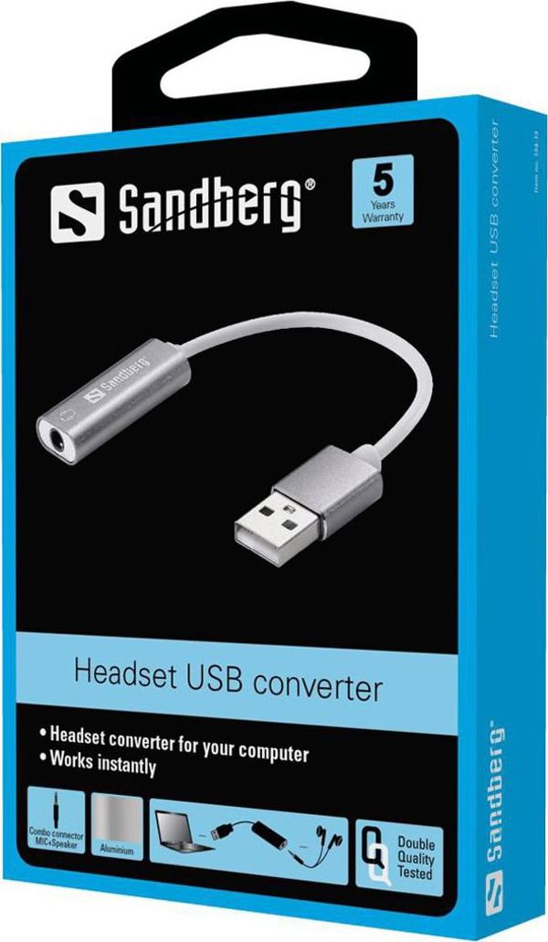 Sandberg Προσαρμογέας USB σε Jack 3.5mm για Ακουστικά, Ασημί (134-13)