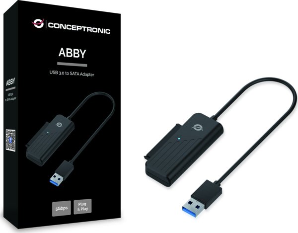 Conceptronic ABBY01B Προσαρμογέας USB 3.0 σε SATA, Καλώδιο Μετατροπής, Μαύρο