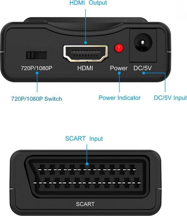 Techly Μετατροπέας Scart σε HDMI, Αντάπτορας Αναλογικού Βίντεο σε Ψηφιακό, Μαύρο (IDATA SCART-HDMI3)