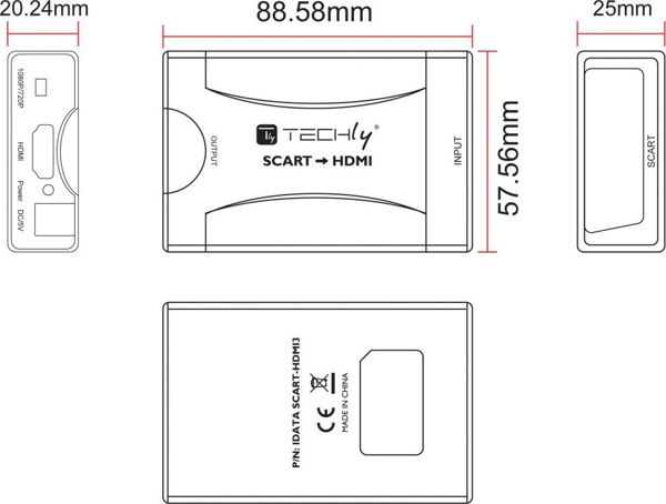 Techly Μετατροπέας Scart σε HDMI, Αντάπτορας Αναλογικού Βίντεο σε Ψηφιακό, Μαύρο (IDATA SCART-HDMI3)