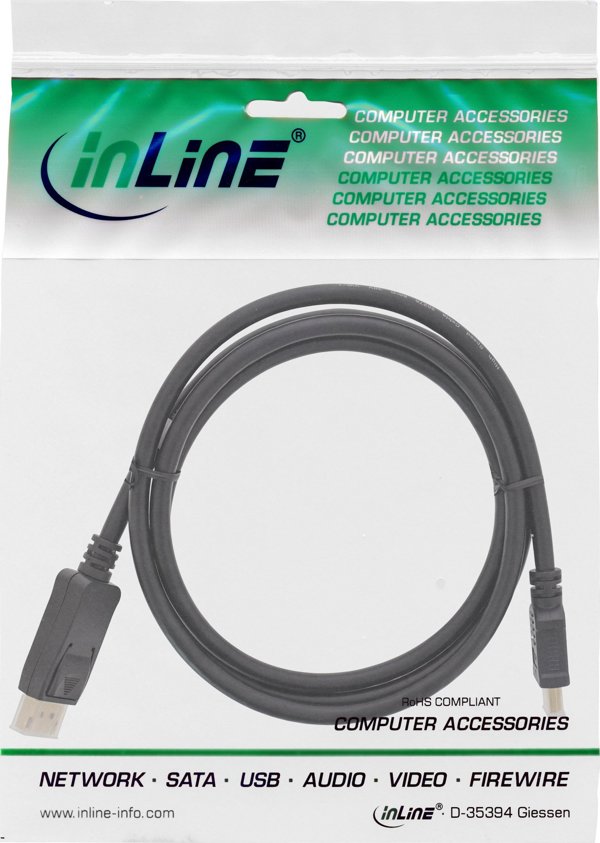 InLine DisplayPort σε HDMI Μετατροπέας Καλώδιο, 1.5m, Μαύρο