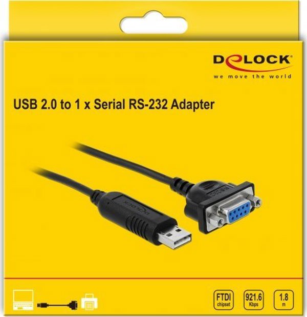 Delock Προσαρμογέας USB 2.0 σε Σειριακή RS-232 DB9, Αρσενικό