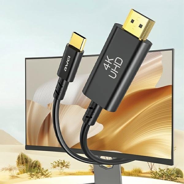 Awei CL-212T Αντάπτορας USB-C σε HDMI 4K 30Hz, Καλώδιο Μεταφοράς Εικόνας, Μαύρο