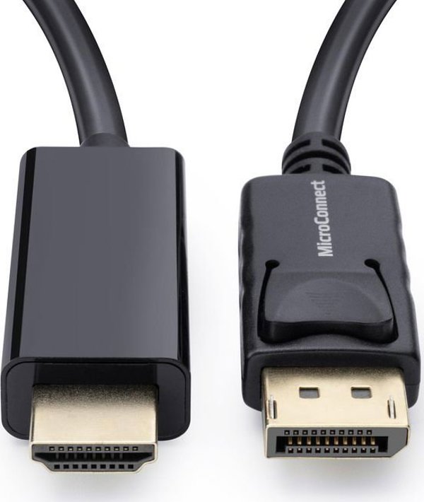 MicroConnect Καλώδιο DisplayPort σε HDMI 2m, Full HD 1920x1080p, Μαύρο (MC-DP-HDMI-200)