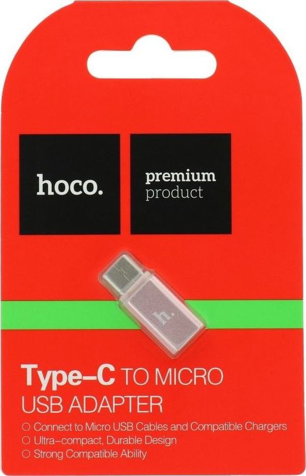 Hoco Προσαρμογέας USB-C σε Micro USB, Αλουμίνιο, Ροζ, 6957531031253