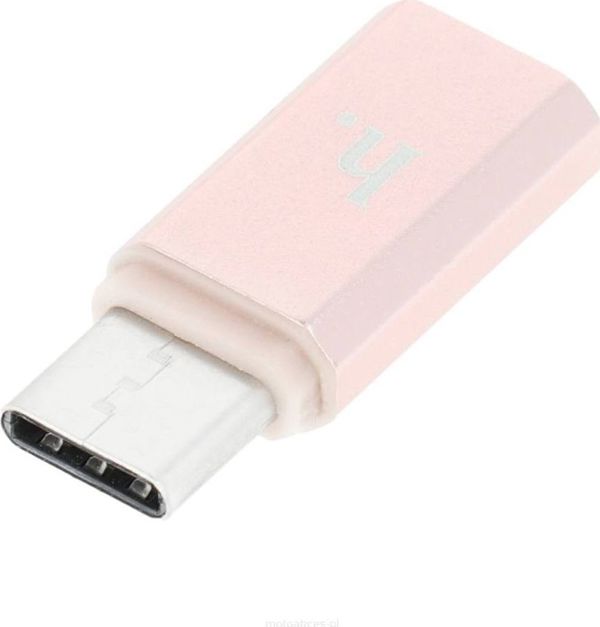 Hoco Προσαρμογέας USB-C σε Micro USB, Αλουμίνιο, Ροζ, 6957531031253