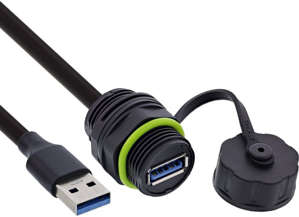 Eaton USB-A Coupler Προέκταση 50cm, IP68, Θωρακισμένο, Socket to Plug, Μαύρο