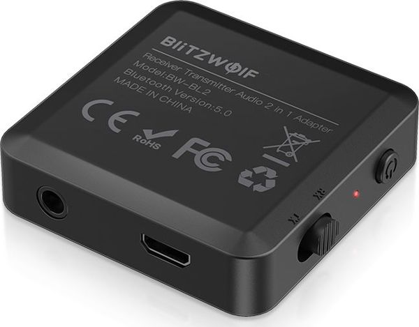 BlitzWolf BW-BL2 Bluetooth 5.0 Προσαρμογέας Ήχου, AUX 3.5mm, 200mAh, Μαύρος