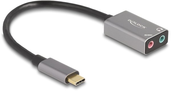 Delock Εξωτερική Κάρτα Ήχου USB-C σε 2x 3.5mm Jack, Plug & Play Audio Adapter