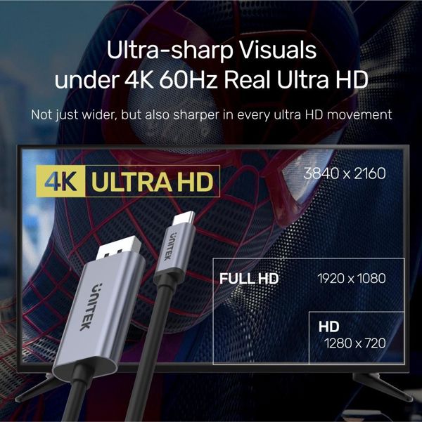 Unitek Προσαρμογέας USB-C σε DisplayPort 4K 60Hz Ultra HD (V1409A) - Μαύρο