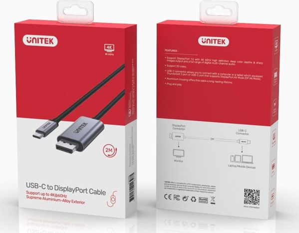 Unitek Προσαρμογέας USB-C σε DisplayPort 4K 60Hz Ultra HD (V1409A) - Μαύρο